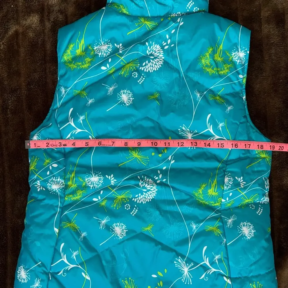 ZeroXposur‎ Girl's L/14 Dandelions on Turquoise Puffy Vest BRAND NEW
